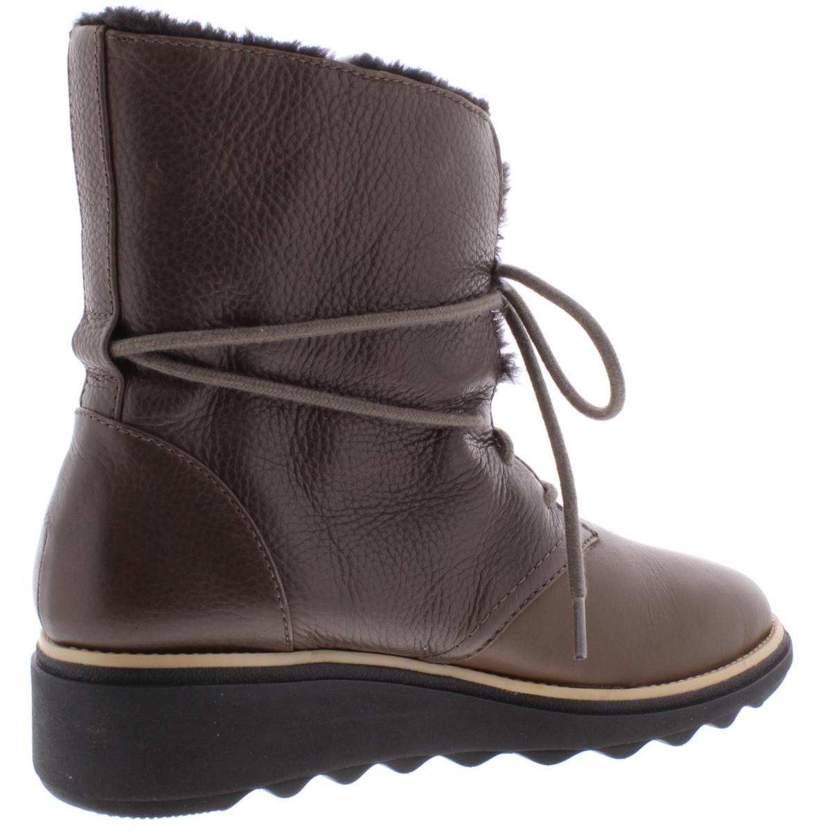 Clarks Womens Sharon Pearl Taupe Leather Booties Shoes 6