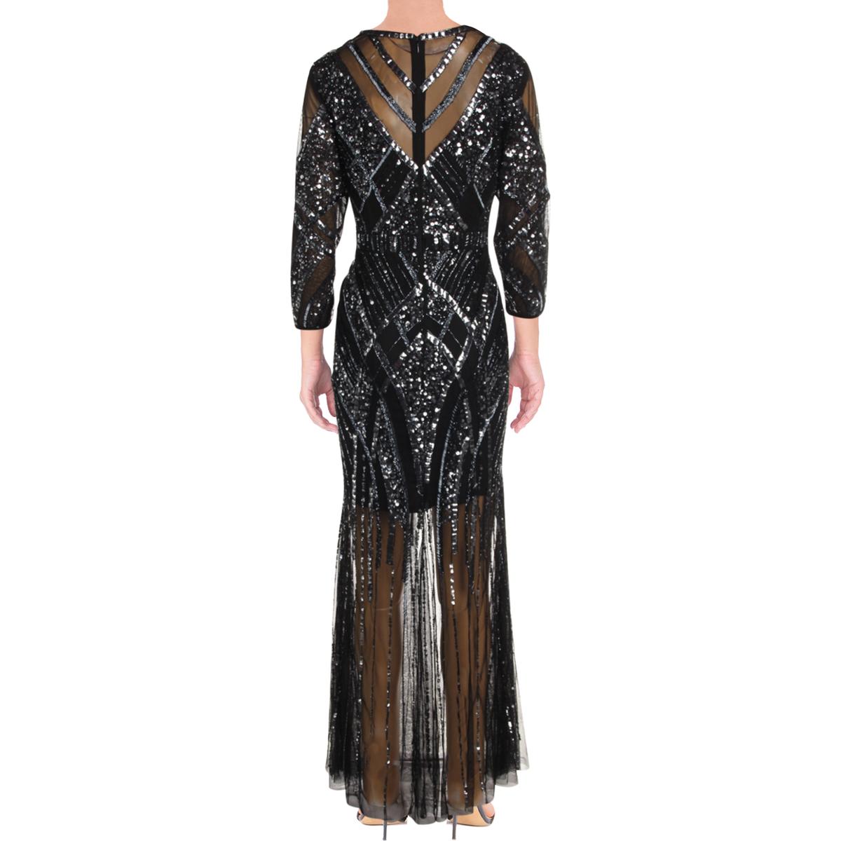 Aidan Mattox Womens Black Embellished Formal Evening Dress Gown 12 BHFO ...