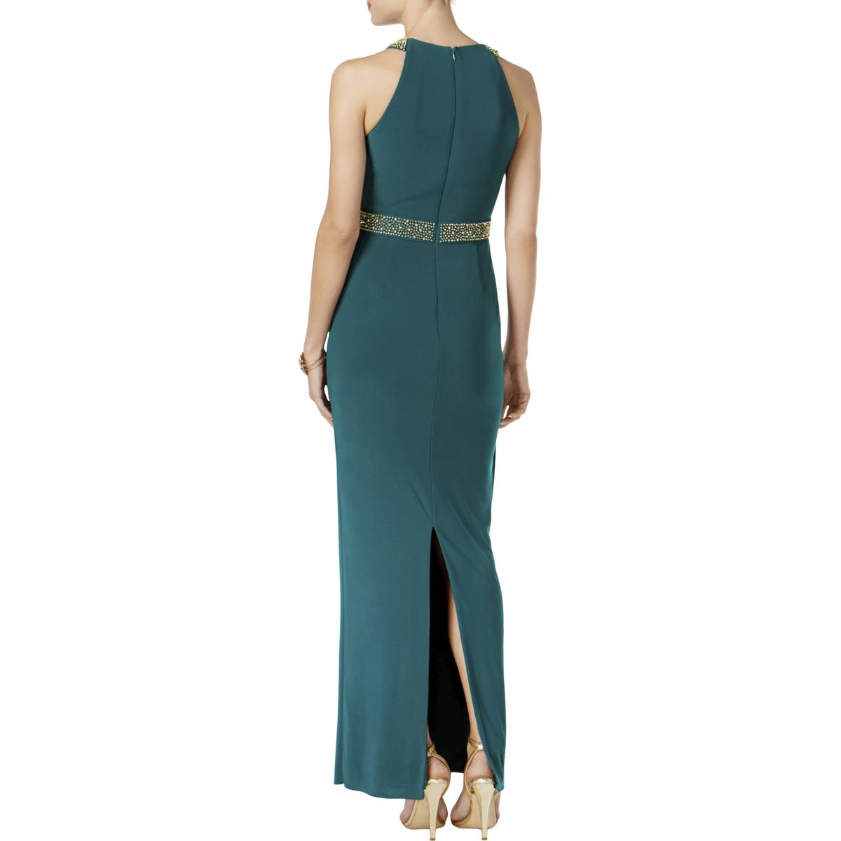 Betsy & Adam Womens Green Halter Sparkle Evening Dress Gown 4 BHFO 7408 ...