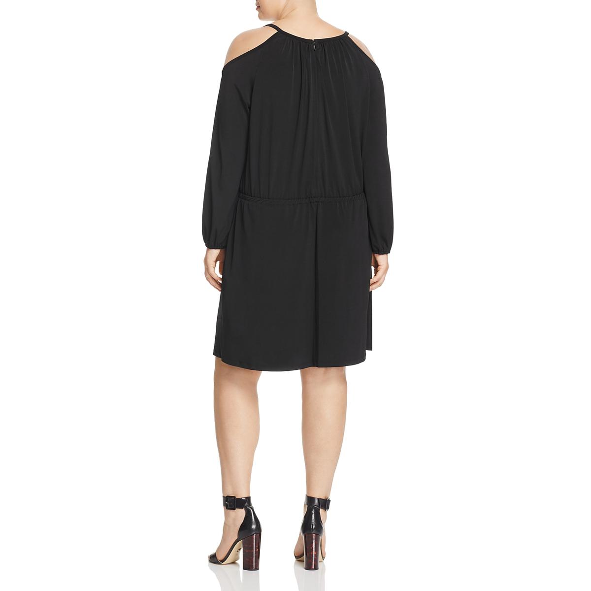 MICHAEL Michael Kors Womens Black Cold Shoulder Cocktail Dress Plus 1X ...