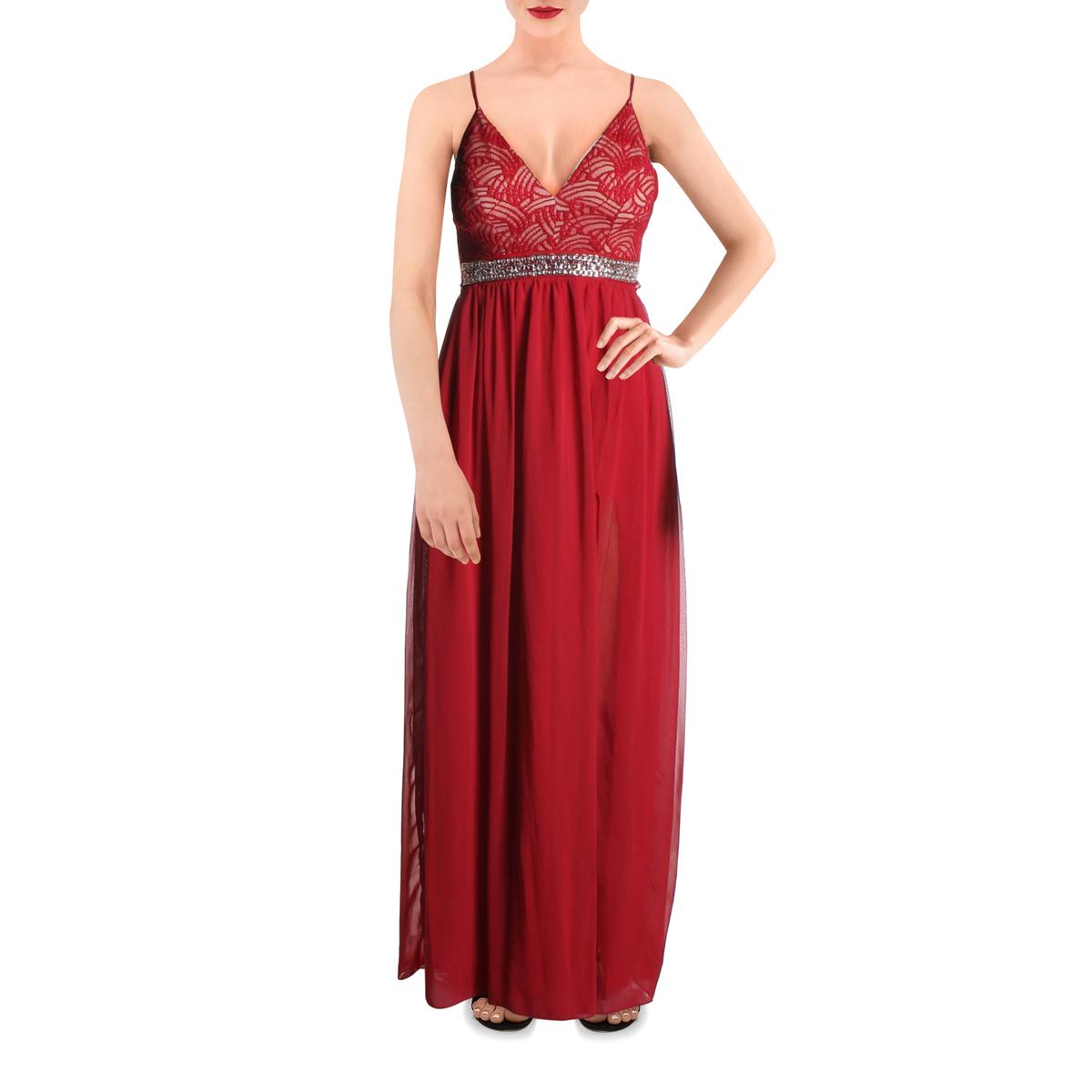 Honey And Rosie Womens Red Embellished Evening Dress Gown XS BHFO 4093 ...