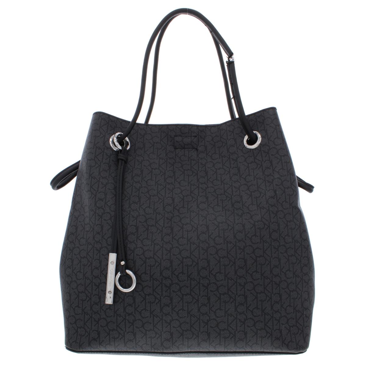 Calvin Klein Womens Gabrianna Gray Tote Bucket Handbag Purse Large BHFO ...