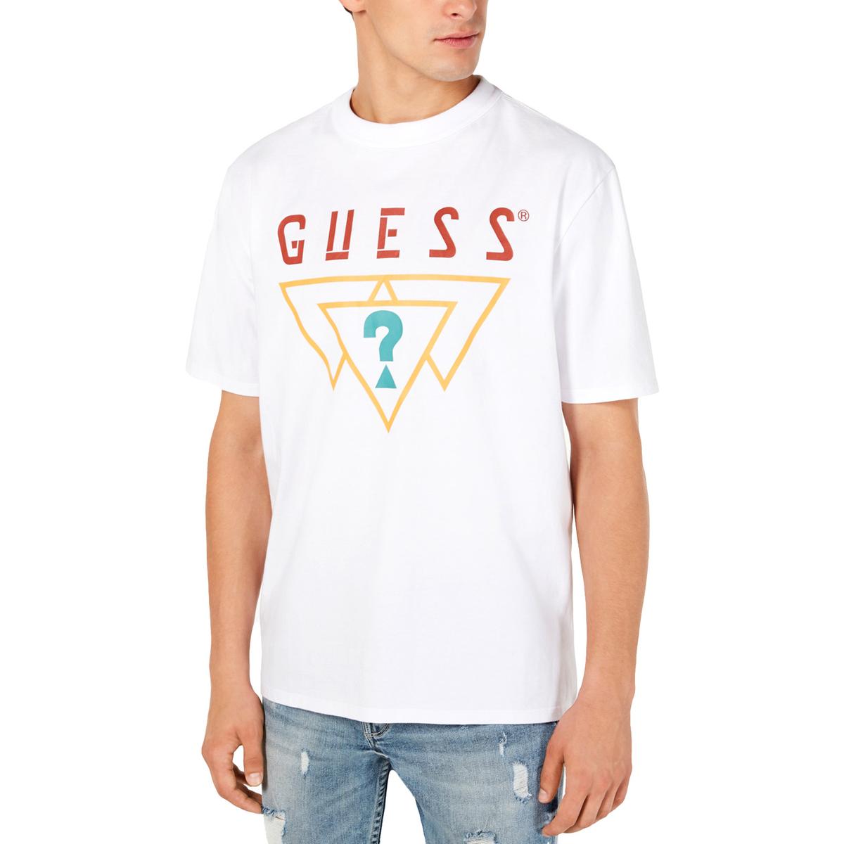 Guess Originals Mens White Cotton Graphic Pullover Logo T-Shirt M BHFO ...