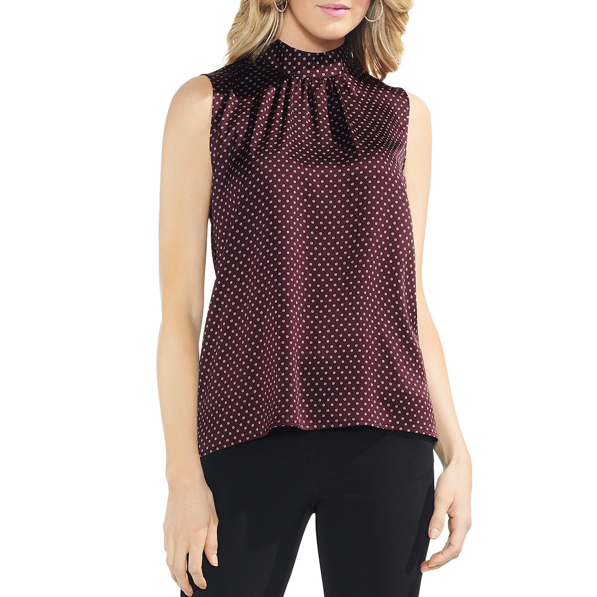 Vince Camuto Womens Purple Sleeveless Printed Mock Neck Blouse Top XS ...