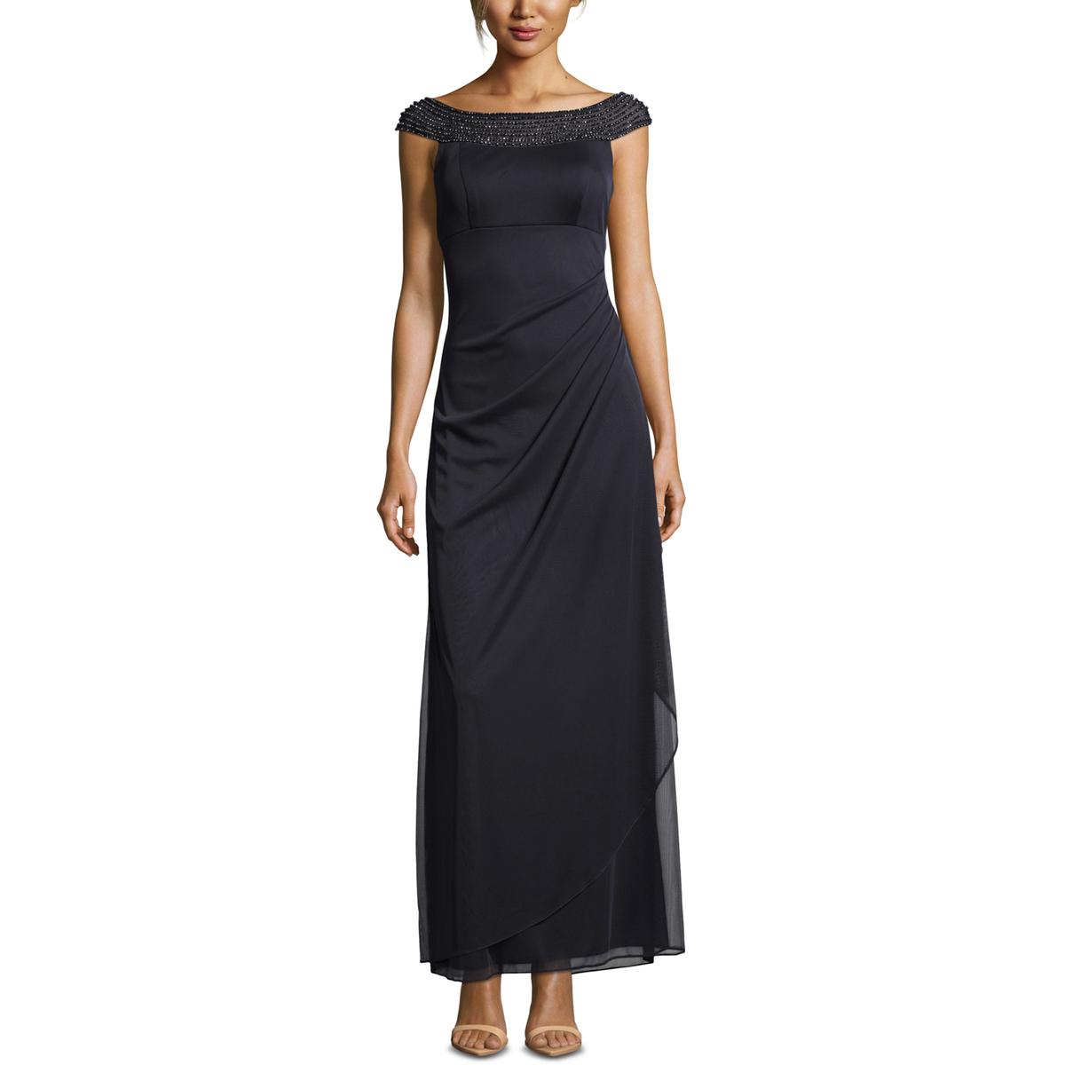 Xscape Womens Gray Sleeveless Beaded Formal Dress Gown Petites 10P BHFO ...