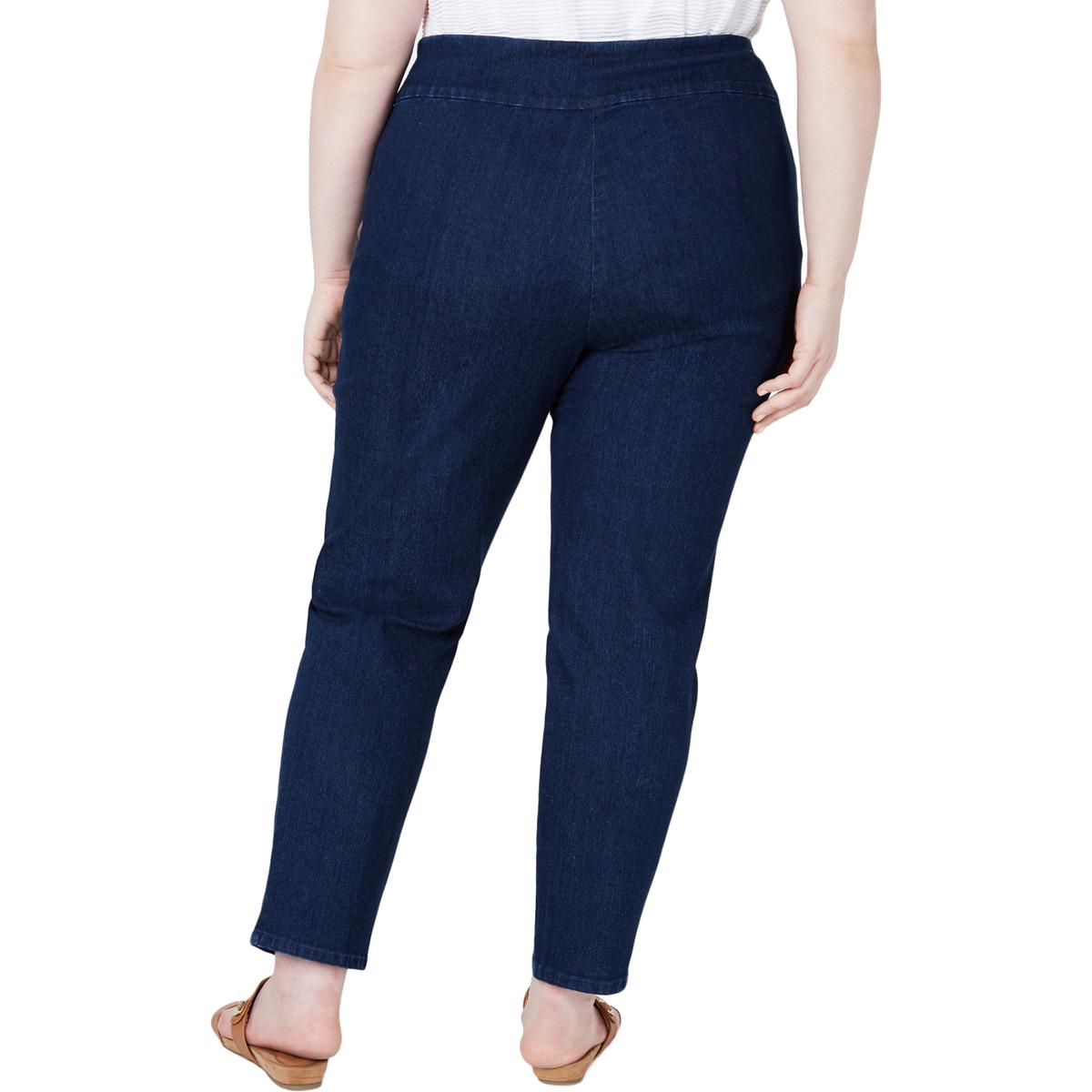 Alfred Dunner Womens Navy Denim Super Stretch Skinny Jeans Plus 20W ...