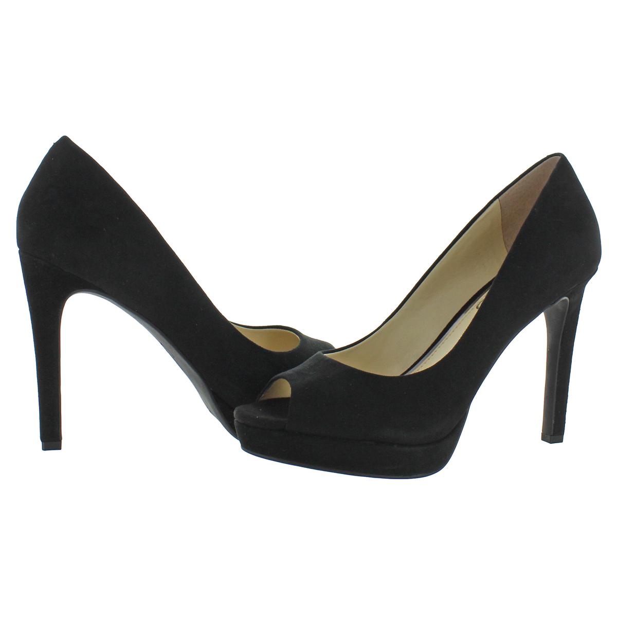 Jessica Simpson Women's Dalyn Slip On Peep-Toe Heels Shoes Black Suede ...
