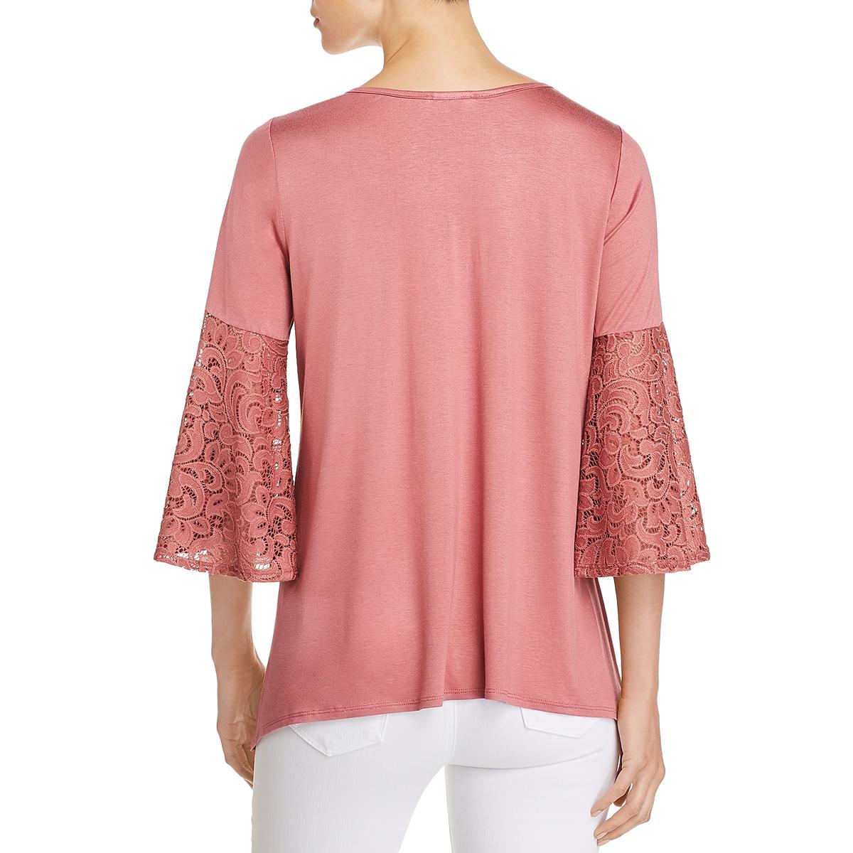 Status by Chenault Womens Jersey Lace Bell Sleeve Blouse Top BHFO 4016 ...