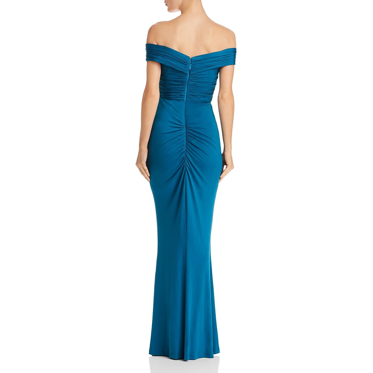 Bariano Womens Blue Draped Off-The-Shoulder Formal Dress Gown XS BHFO ...