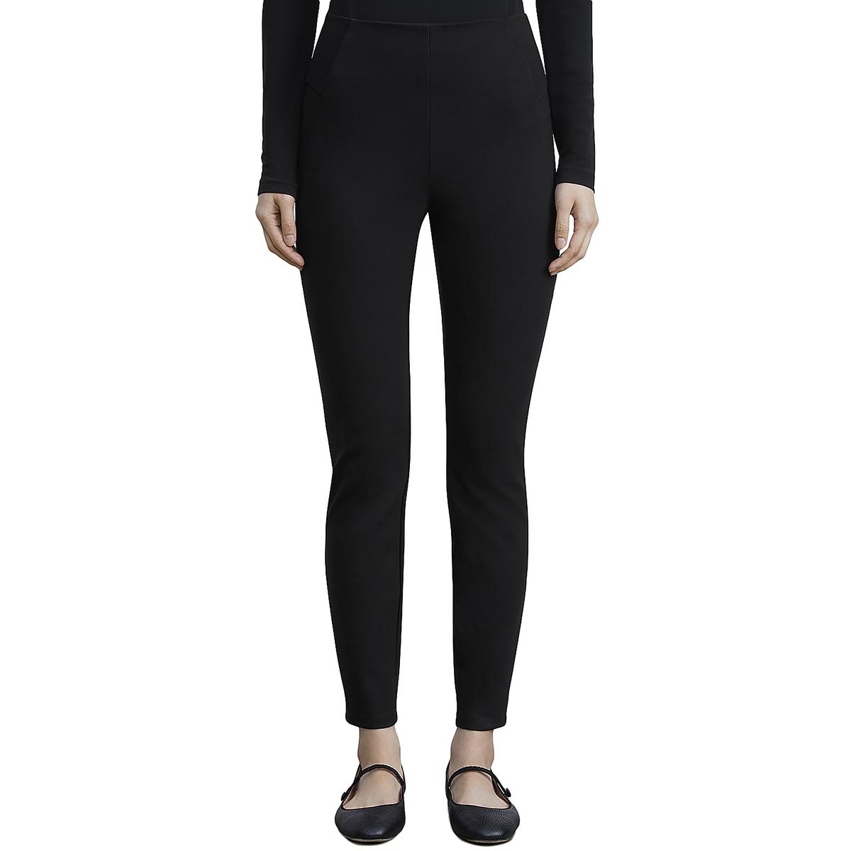 Pre-owned New York Lafayette 148 York Womens Mid-rise Stretch Solid Skinny Pants Bhfo 1171 In Black