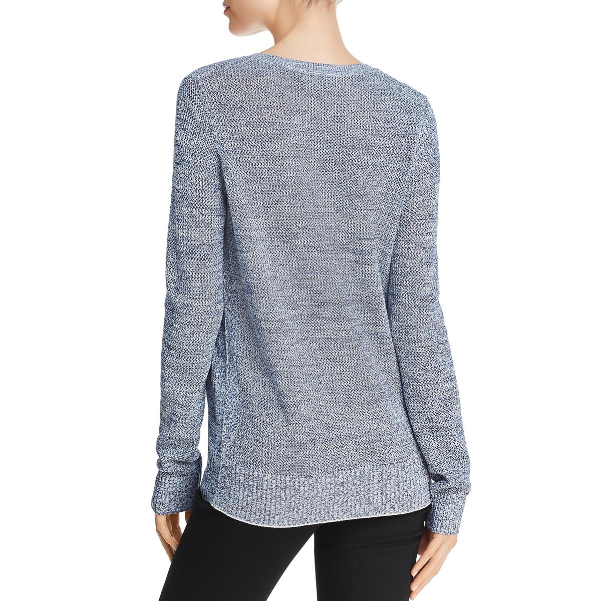 Theory Womens Blue Lightweight Scoop Neck Pullover Sweater Top L BHFO ...