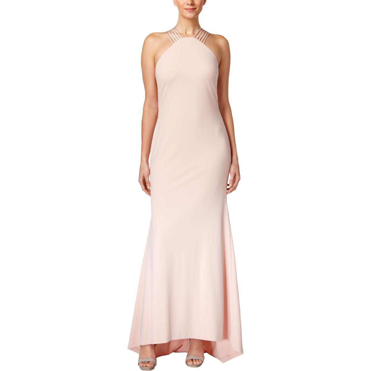 Calvin Klein Womens Pink Halter Full-Length Evening Dress Gown 12 BHFO