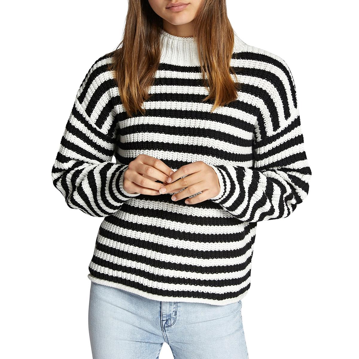 Sanctuary Womens B/W Striped Mock Neck Pullover Sweater Top XS BHFO
