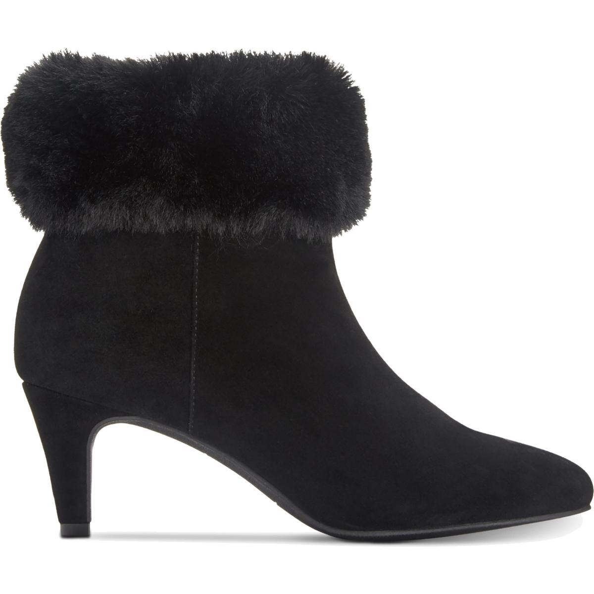 faux suede chunky heel booties