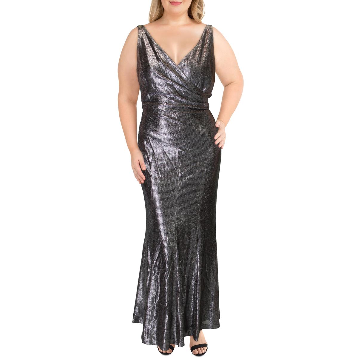 Lauren Ralph Lauren Womens Aletheo Gold Metallic Evening Dress Gown 16 ...