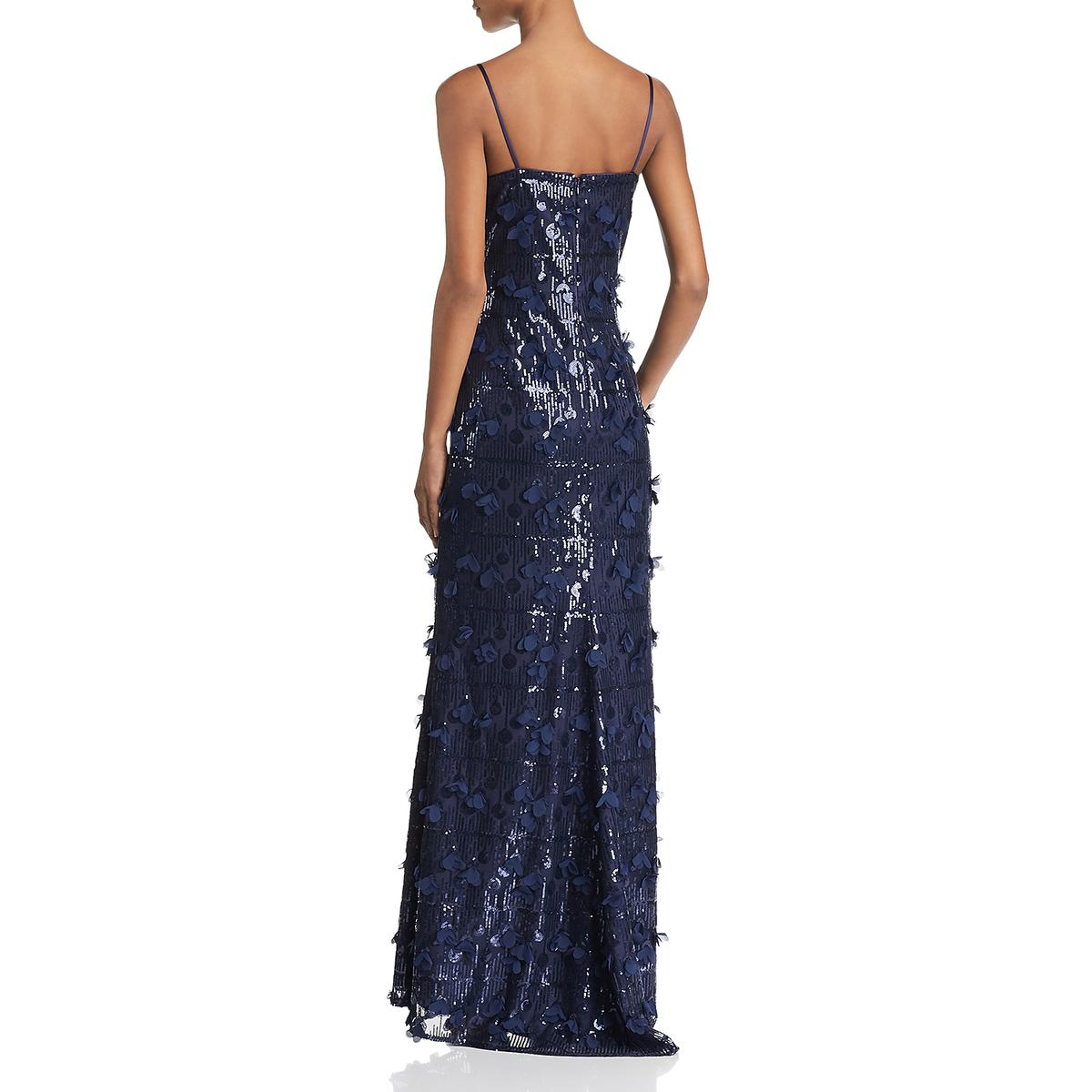 Eliza J Womens Navy Sequined Applique Prom Formal Dress Gown 4 BHFO ...