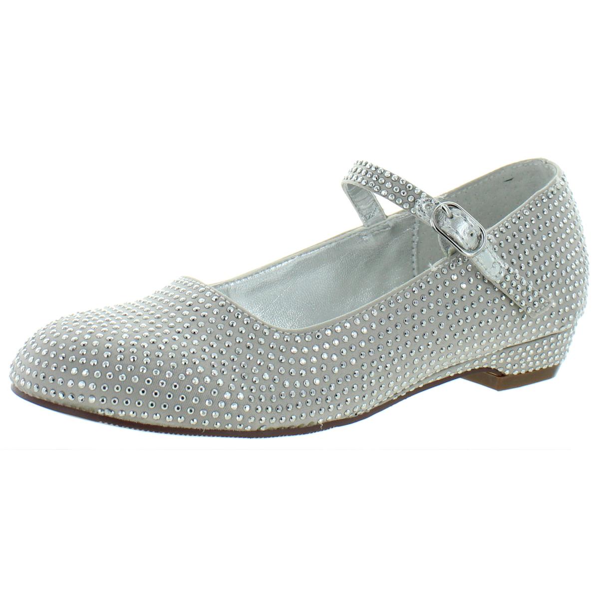 Nina Girls Zelia Silver Mary Janes Shoes 11 Medium (B,M) Little Kid ...