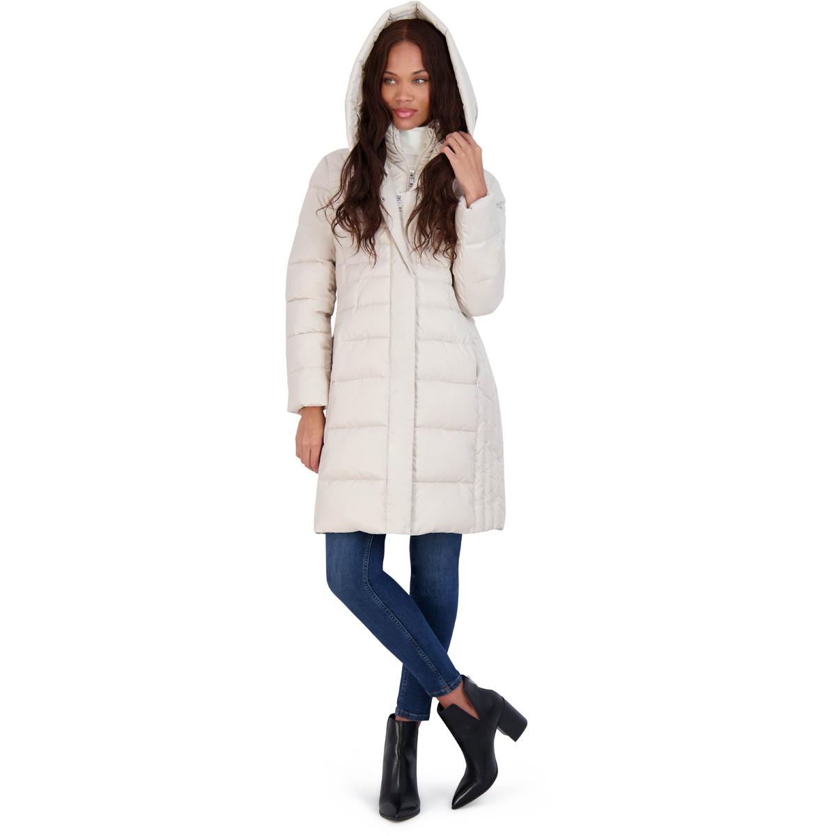Tahari Casey Fitted Puffer Coat for Women-Quilted Winter Coat with Bib ...
