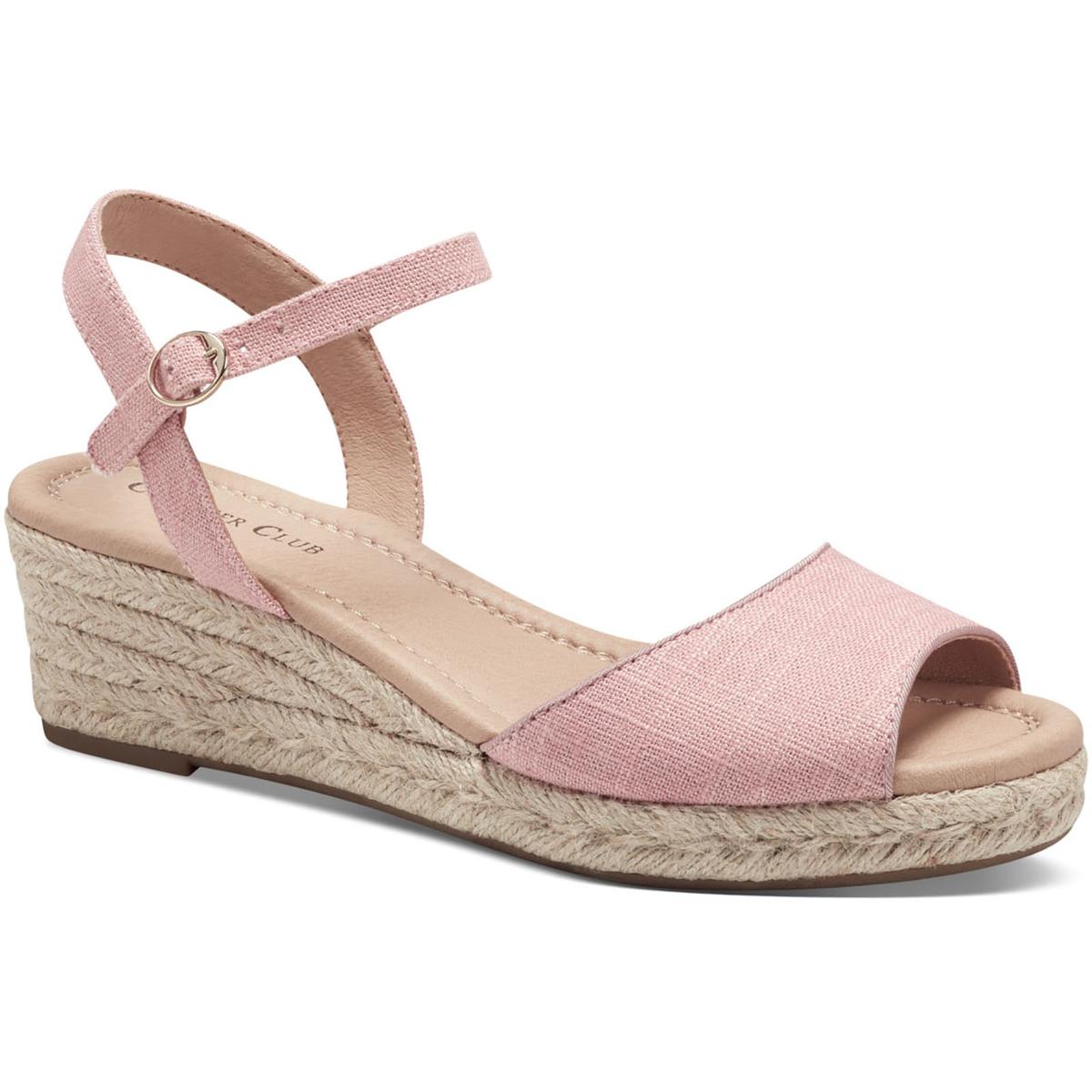 Charter Club Womens Luchia Canvas Buckle Slingback Wedge Sandals