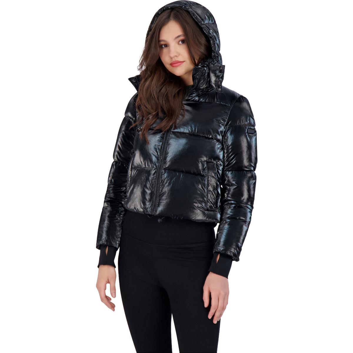 Faux patent hotsell leather puffer jacket