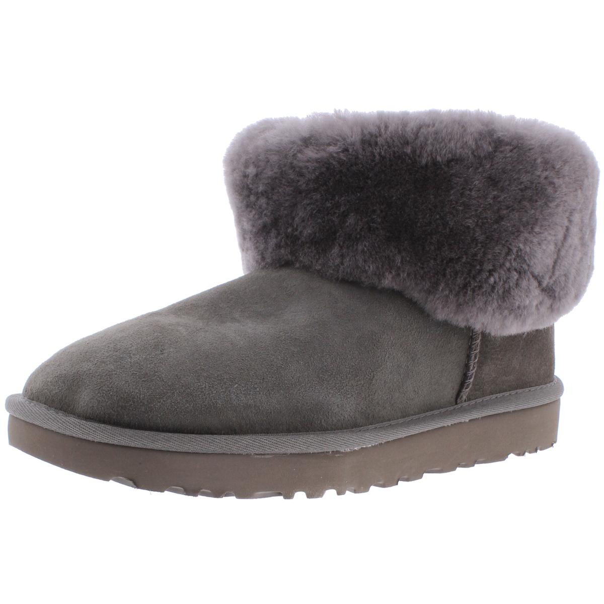 Ugg Womens Classic Mini Fluff Gray Winter Boots Shoes 8 Medium (B,M ...