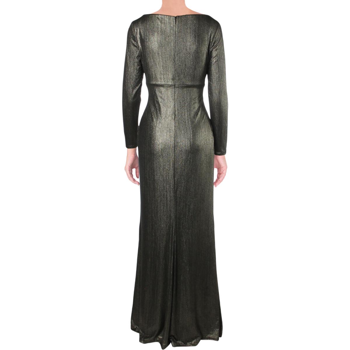 Lauren Ralph Lauren Womens Blakely Gold Metallic Evening Dress Gown 10 ...