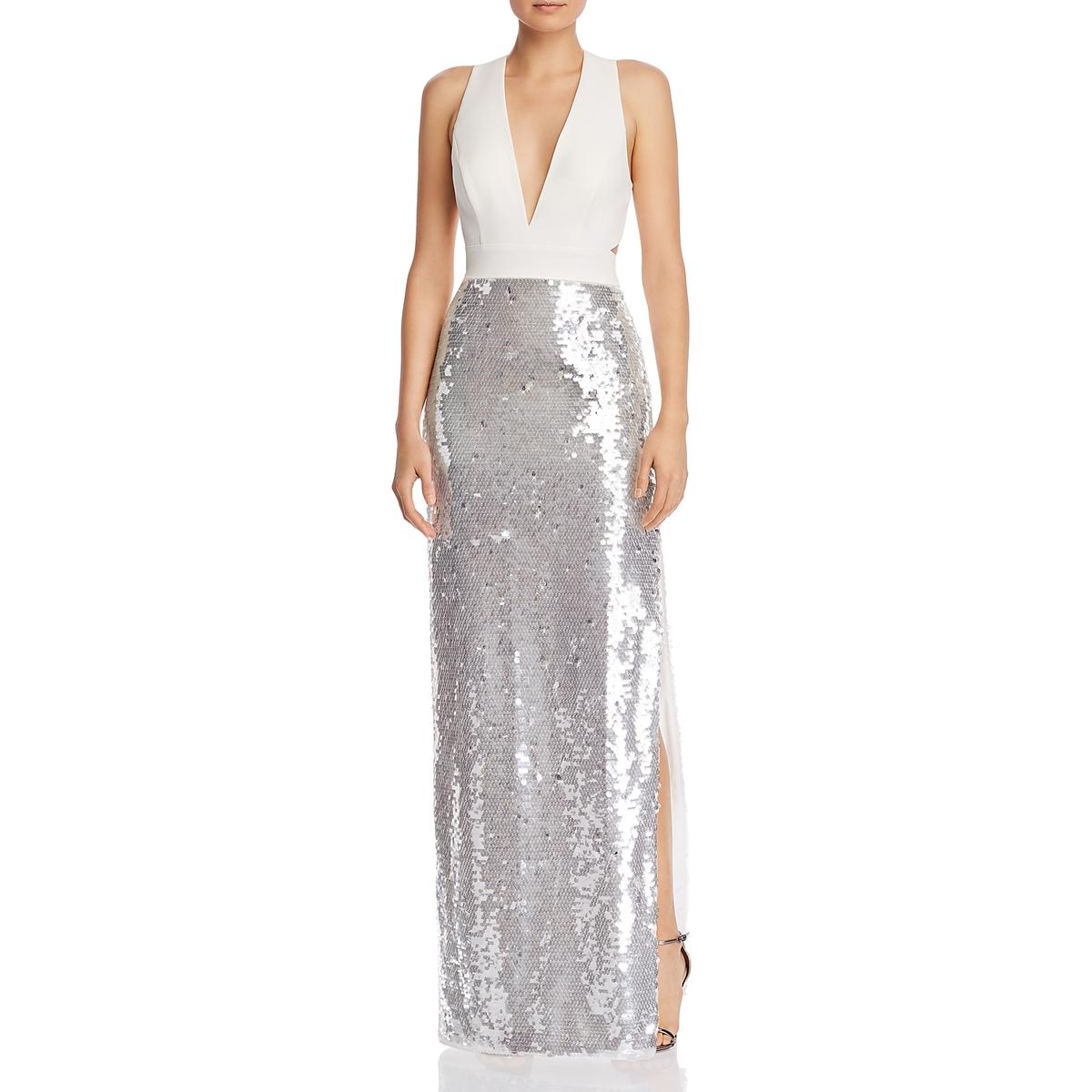 aidan by aidan mattox pleated glitter gown