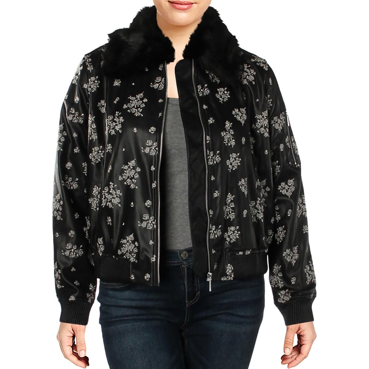 MICHAEL Michael Kors Womens Black Winter Bomber Jacket Outerwear L BHFO