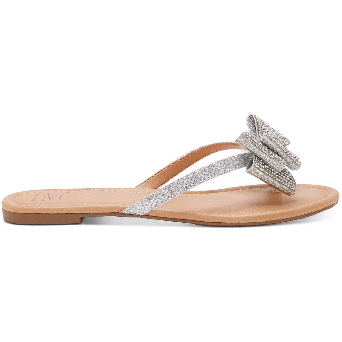 INC Womens Mabae Bow Slide Flat Sandals Shoes BHFO 6915