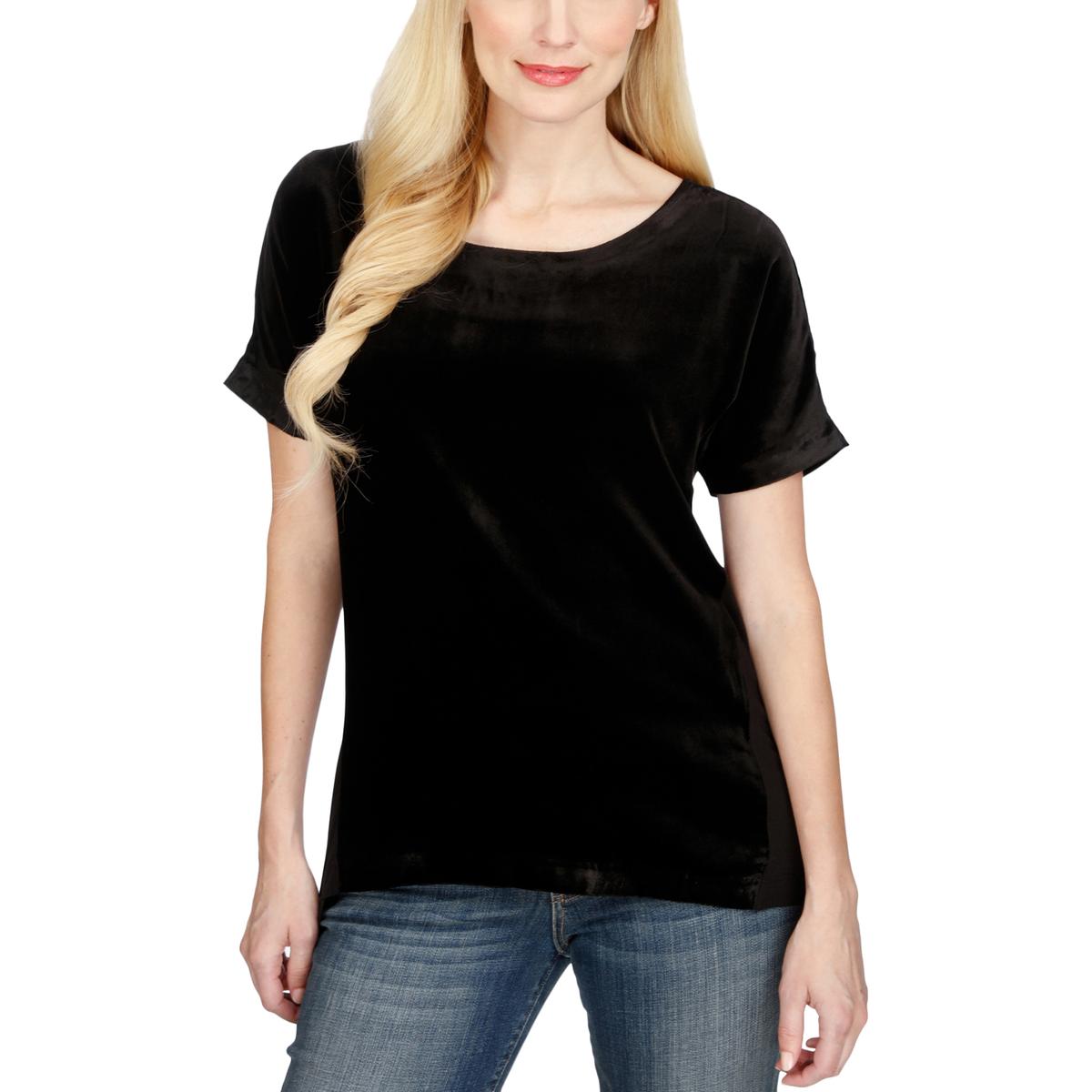 Lucky Brand Womens Black Velvet Zip-Up Back Casual Top Shirt M BHFO 8764 | eBay