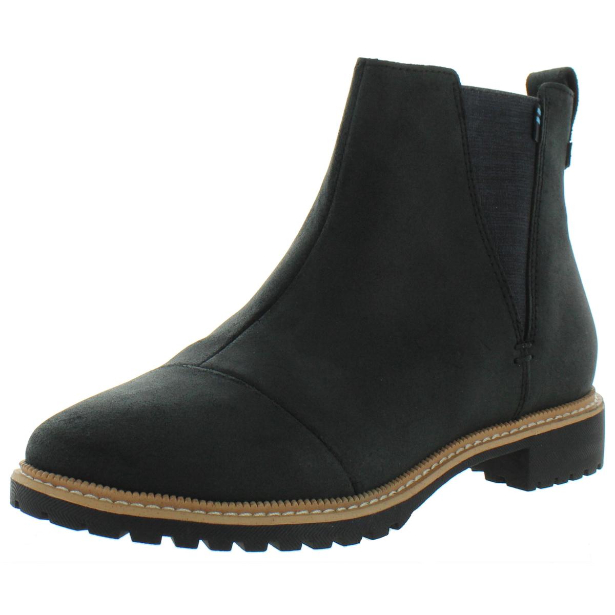 Toms Womens Cleo Black Leather Ankle Boots Shoes 7.5 Medium (B,M) BHFO ...