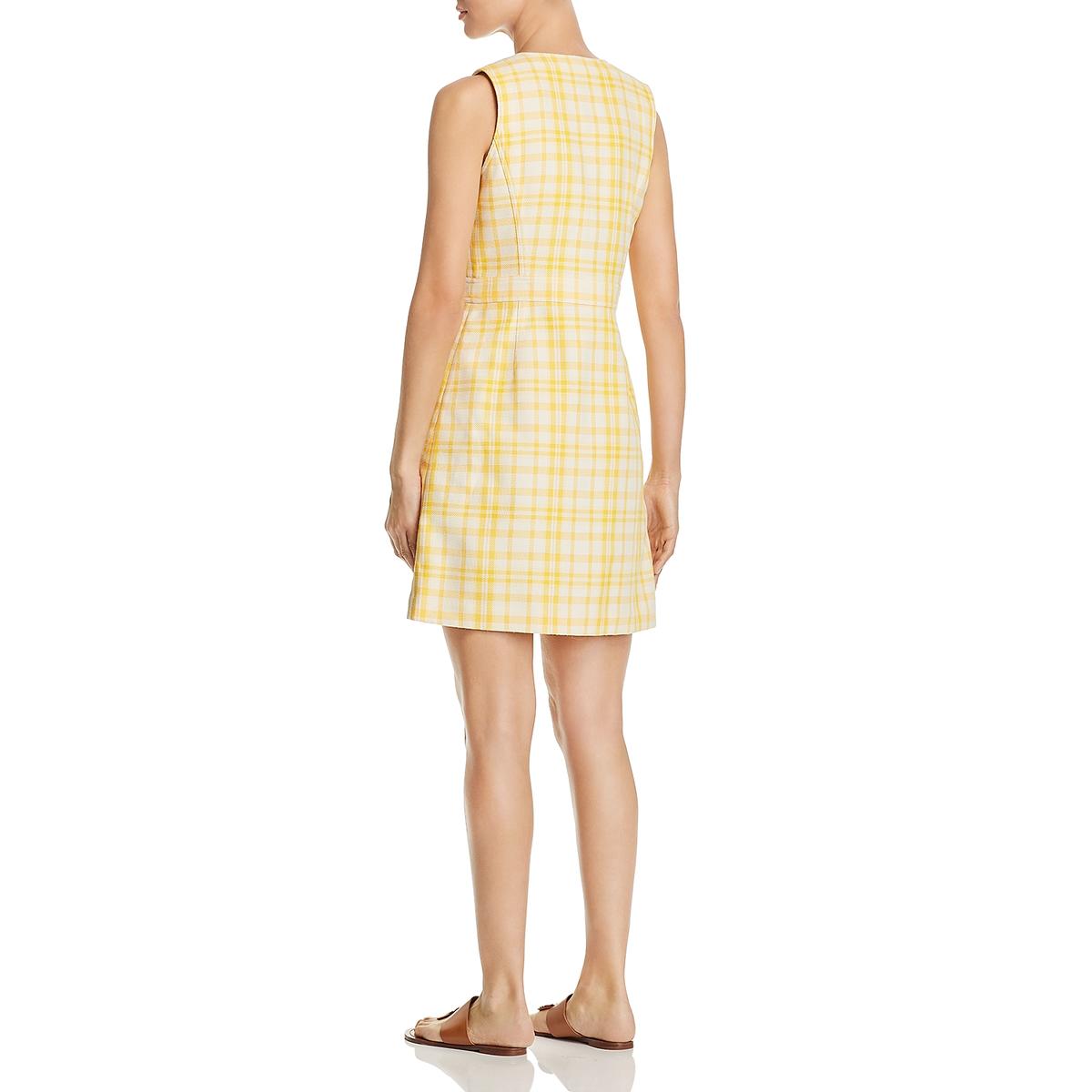 Tory Burch Womens Yellow Plaid Jaquard Shift Mini Dress 12 BHFO 5014 | eBay