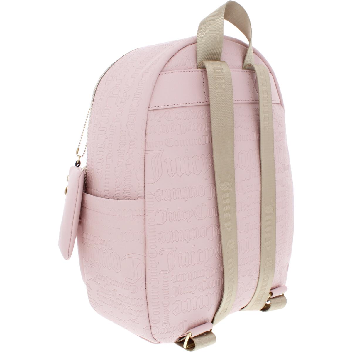 Juicy Couture Womens Word Play Pink Faux Leather Logo Backpack Medium ...