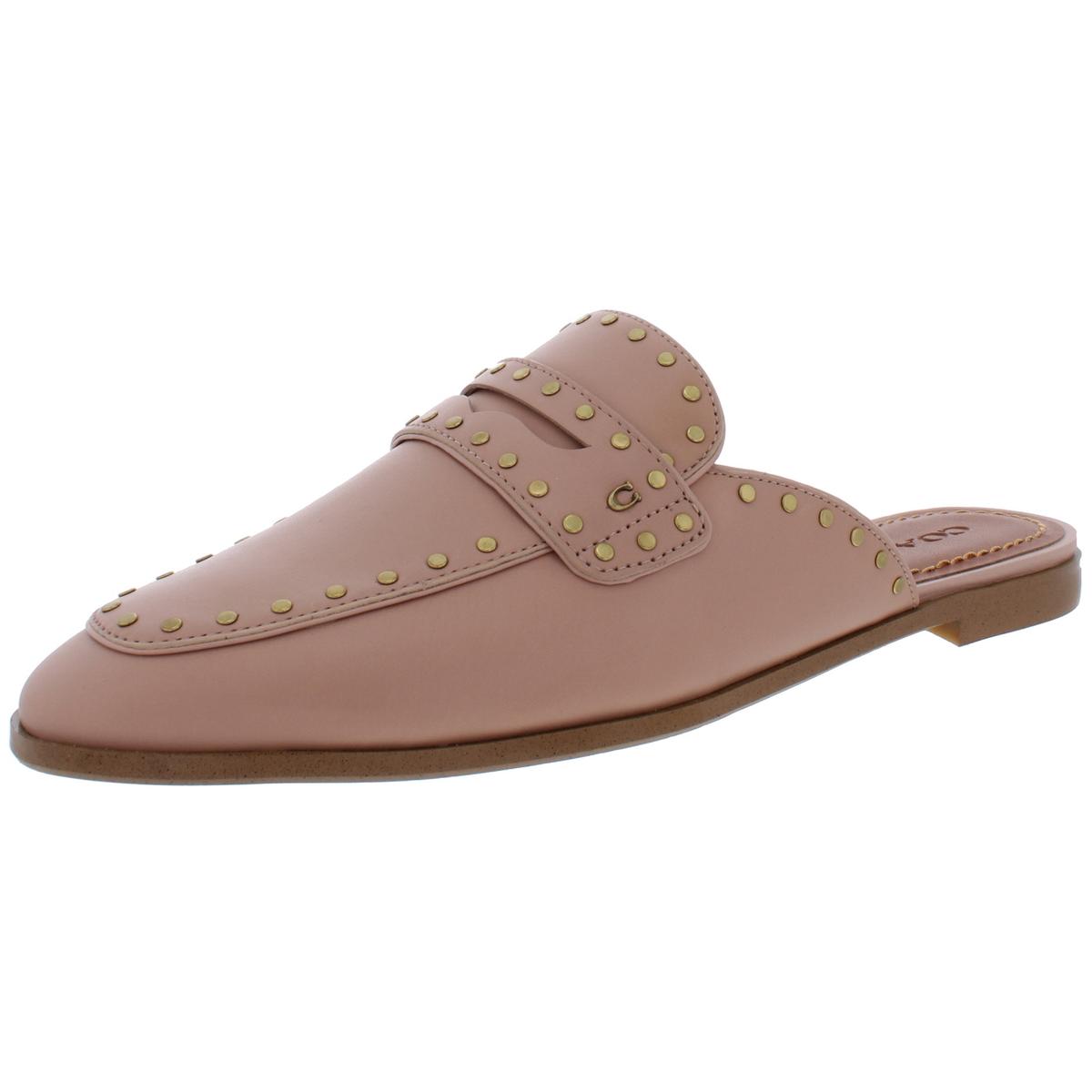 Coach Womens Fiona Pink Leather Loafer Slides Shoes 6 Medium (B,M) BHFO