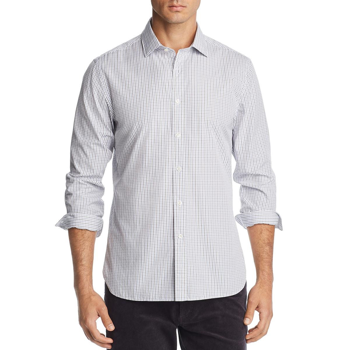 The Men's Store Mens White Cotton Checkered Button-Down Shirt XXL BHFO 3571