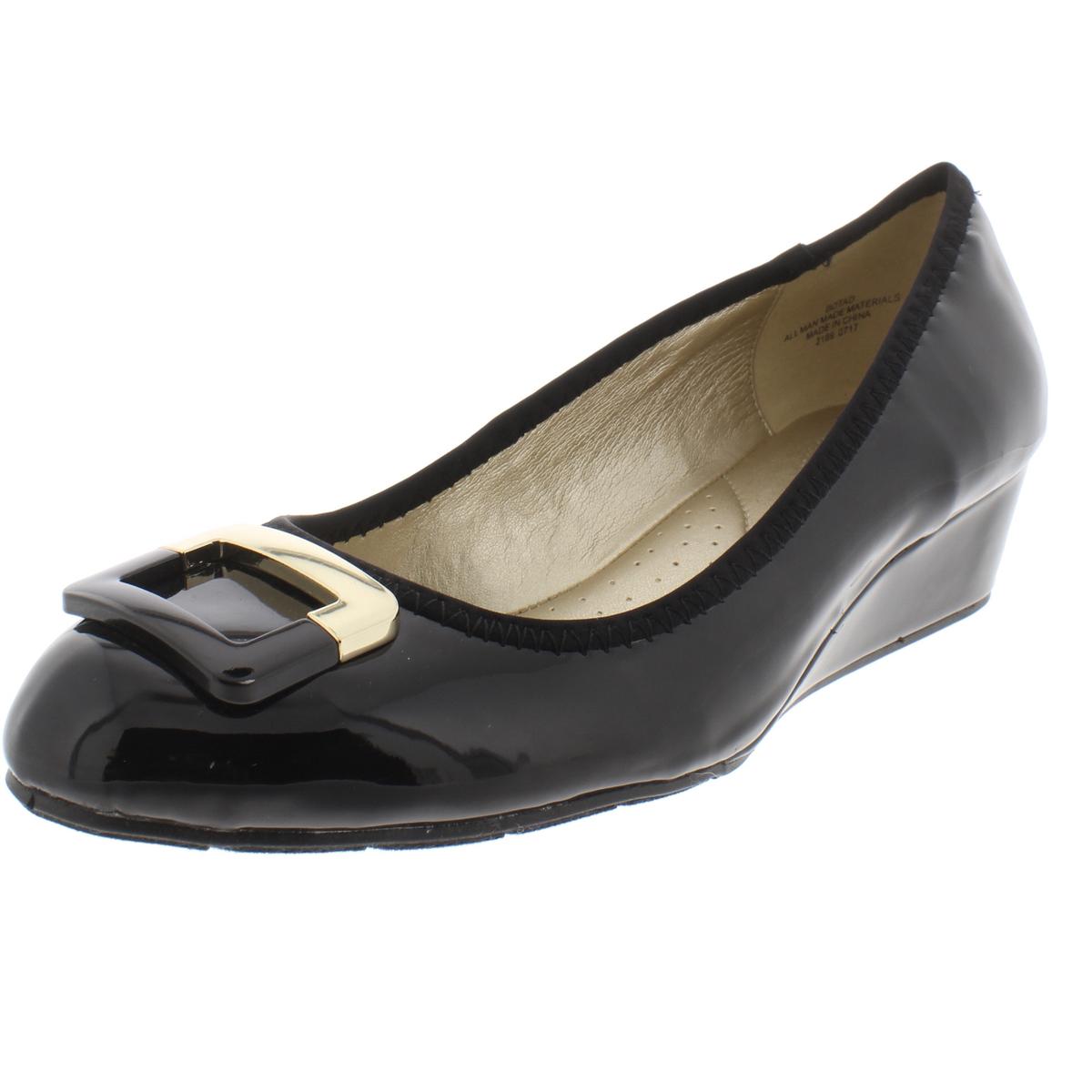 Bandolino Womens Tad Black Patent Wedge Heels Shoes 6.5 Medium (B,M ...