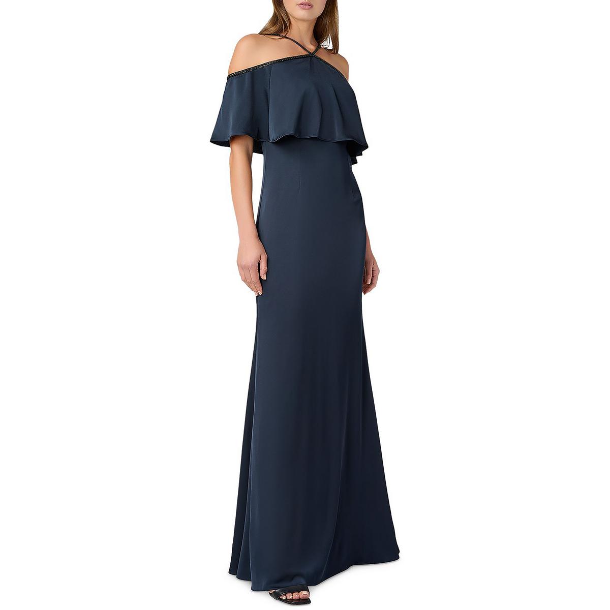 Aidan Mattox Womens Satin Cold Shoulder Maxi Evening Dress Gown BHFO 3785