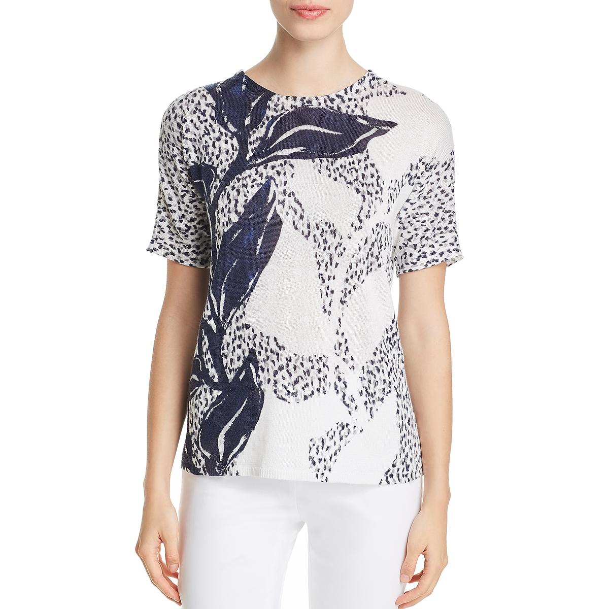 Nic + Zoe Womens Flora White Linen Printed Tee T-Shirt Top M BHFO 4172 ...