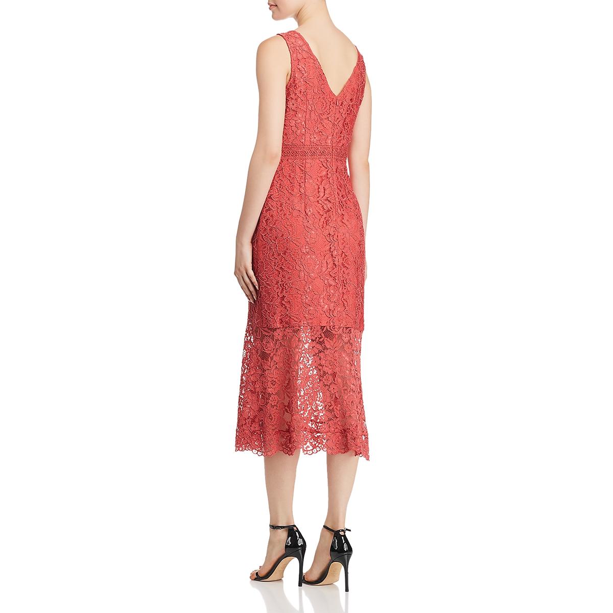 Nanette Nanette Lepore Womens Pink Lace Midi Cocktail Sheath Dress 4 ...