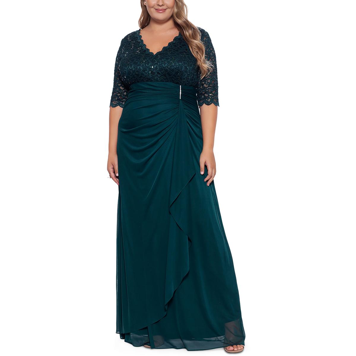 B A by Betsy and Adam Womens Lace Embellished Evening Dress Gown Plus BHFO 0720 eBay