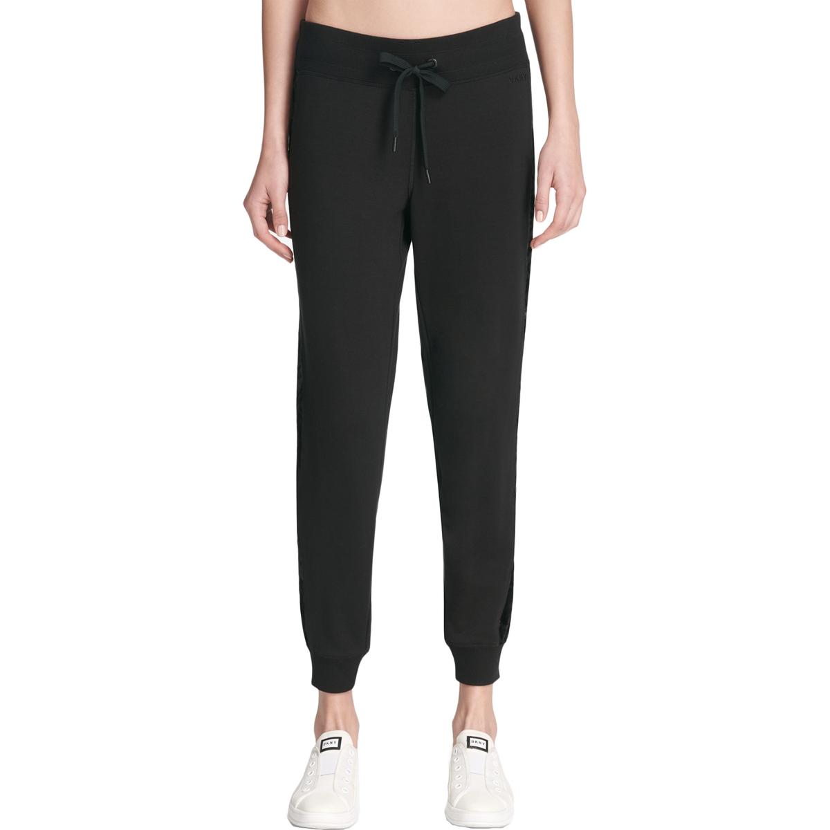 DKNY Womens Black Velvet Active Wear Fitness Jogger Pants Athletic XL ...