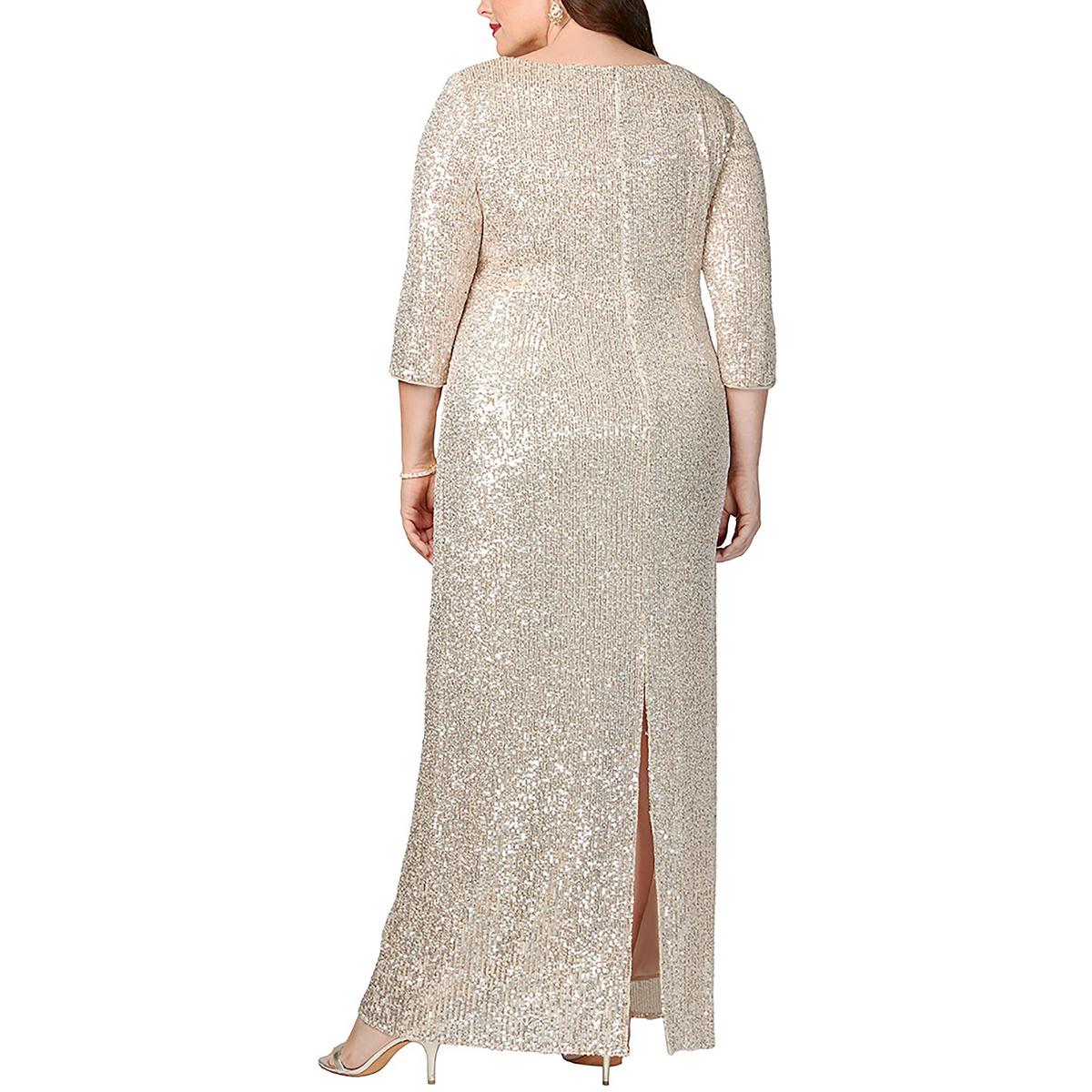 Alex Evenings Womens Sequined Special Occasion Evening Dress Gown