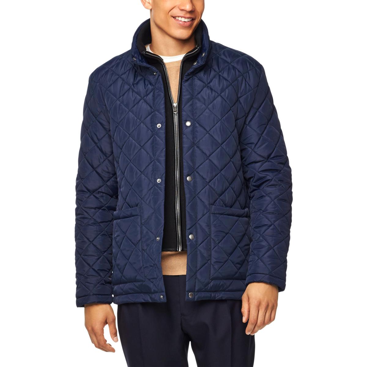 Cole Haan Mens Navy Winter Quilted Warm Coat Outerwear M BHFO 5497 ...