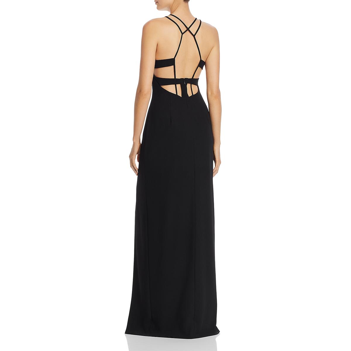 aidan by aidan mattox strapless slit crepe gown