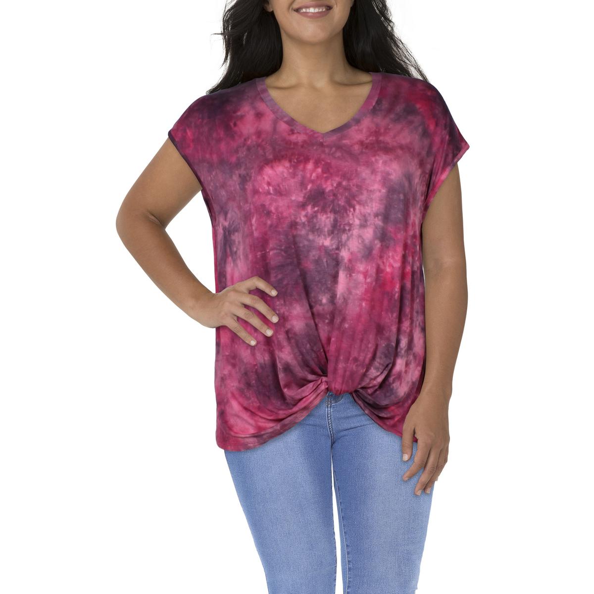 Coin 1804 Womens Gathered Tee T-Shirt Top Plus BHFO 9659