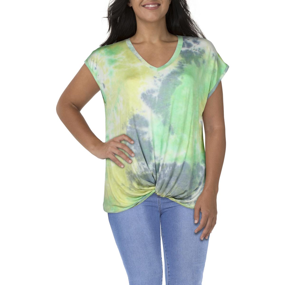 Coin 1804 Womens Gathered Tee T-Shirt Top Plus BHFO 9659