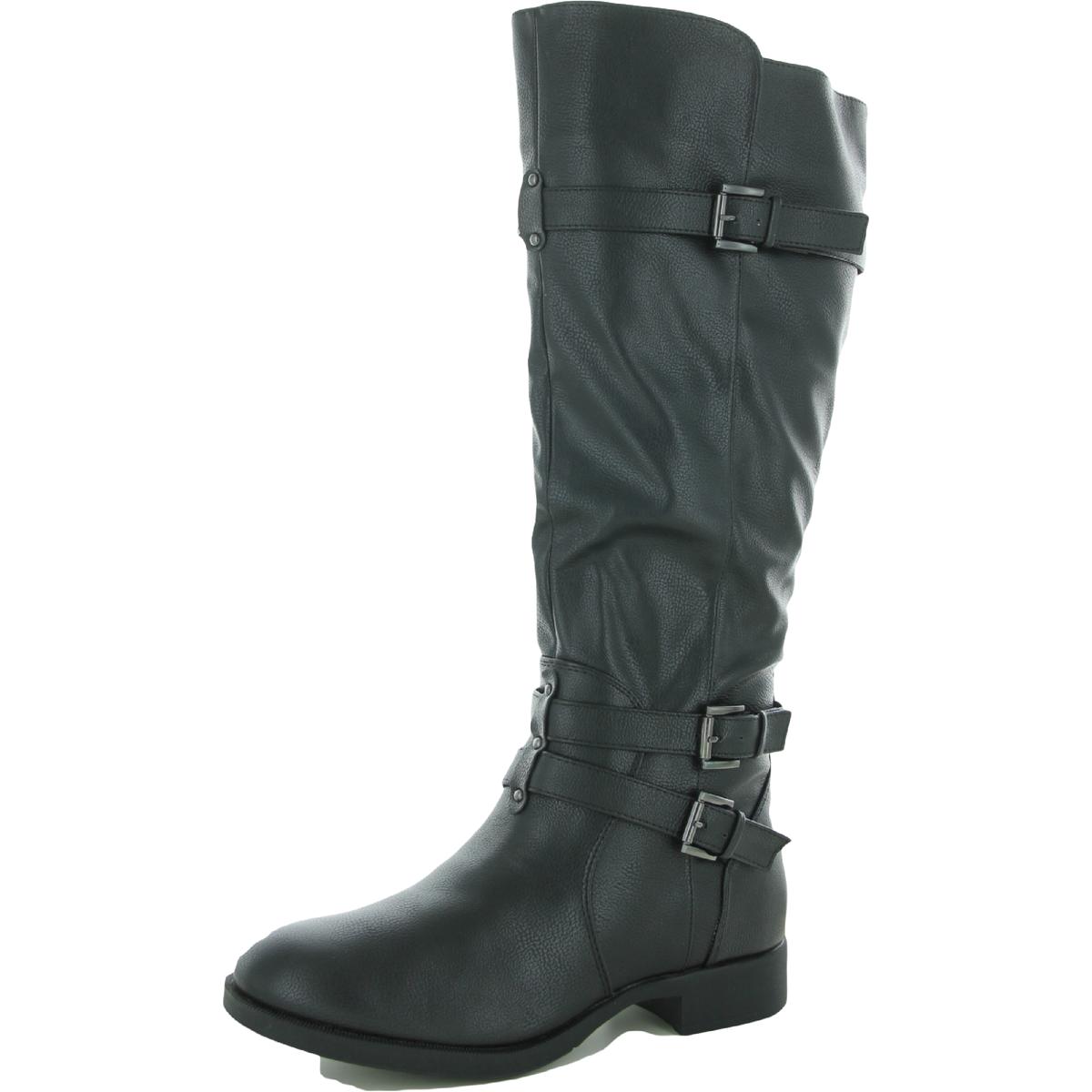 Journee Collection Womens Bite Faux Leather Knee-High Boots Shoes