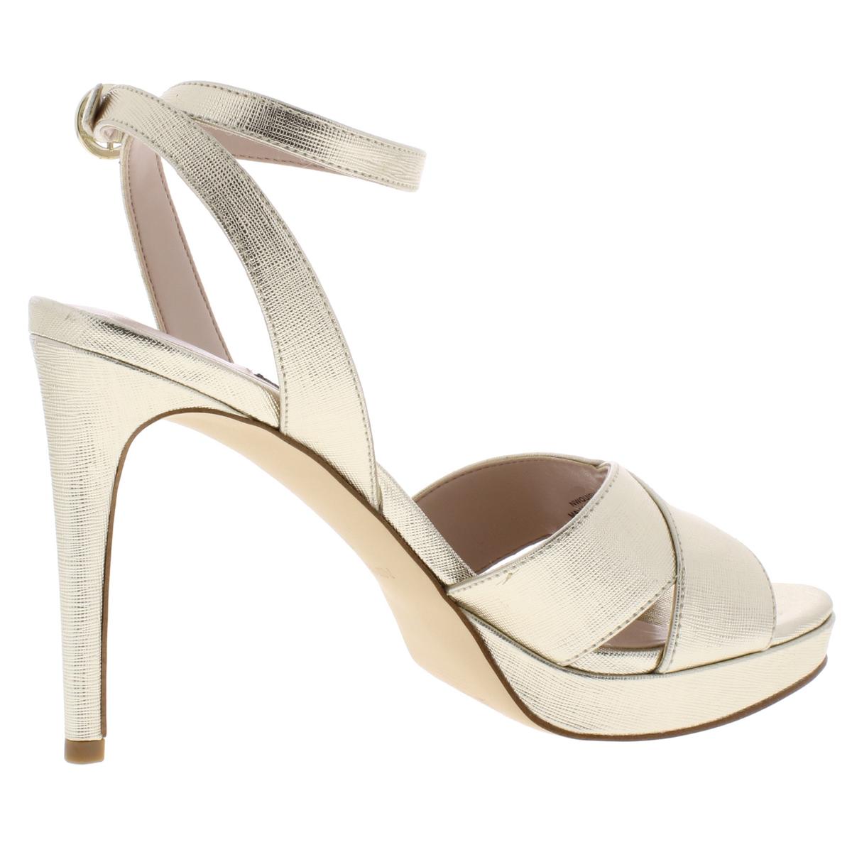 Nine West Womens Gold Metallic Heel Sandals Shoes 9.5 Medium (B,M) BHFO ...
