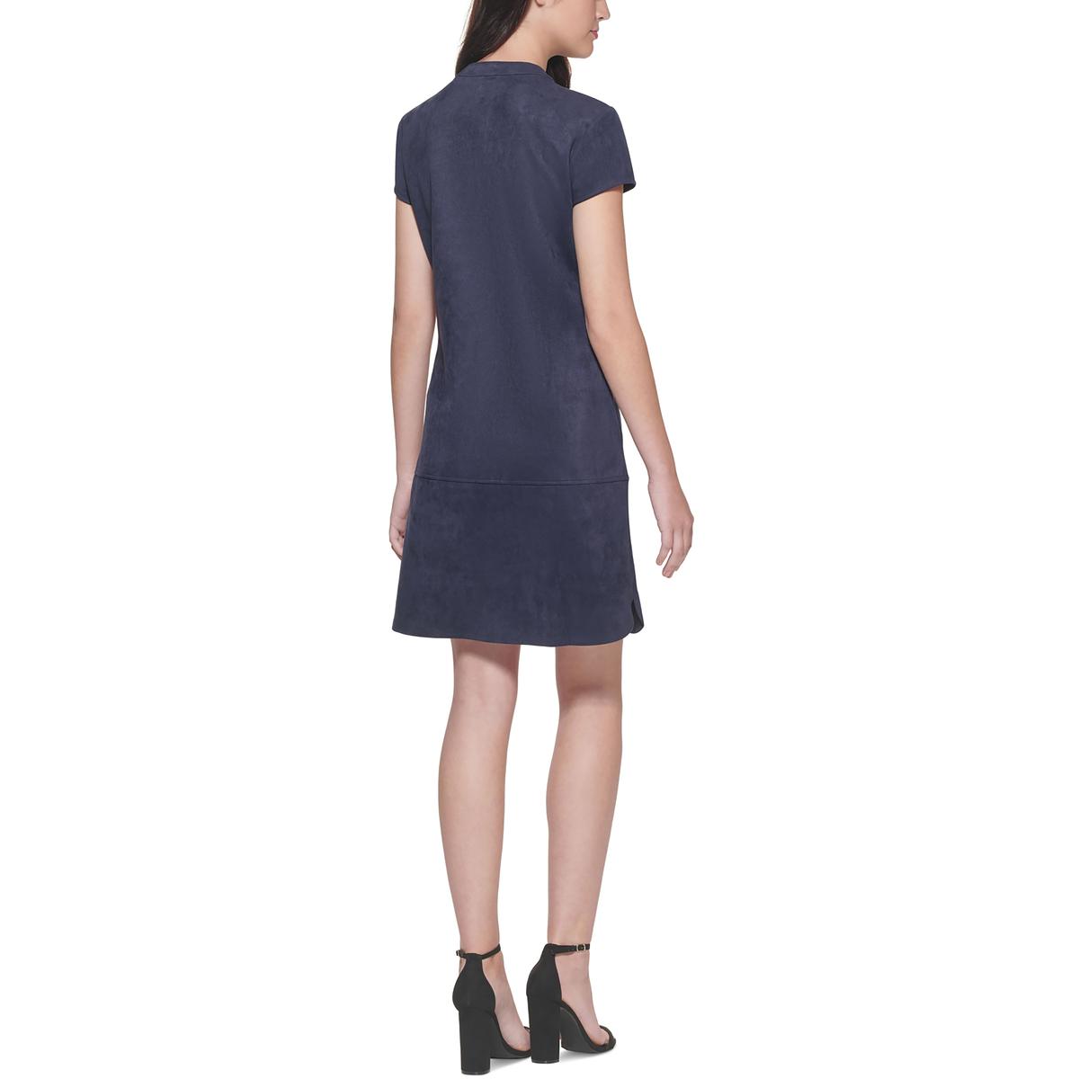 Kensie Dresses Womens Faux Suede Midi Zip Front Shift Dress BHFO 2152 - Picture 4 of 4