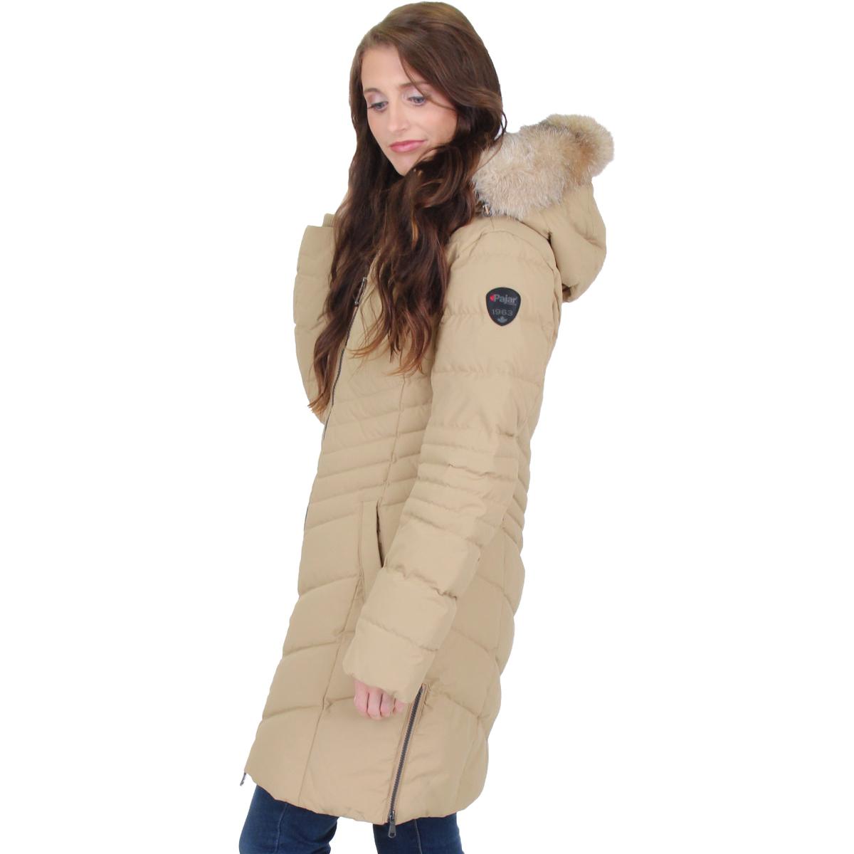 Pajar Women's Queens Chevron Duck Down Fur Trim Hooded Puffer Coat Parka | eBay